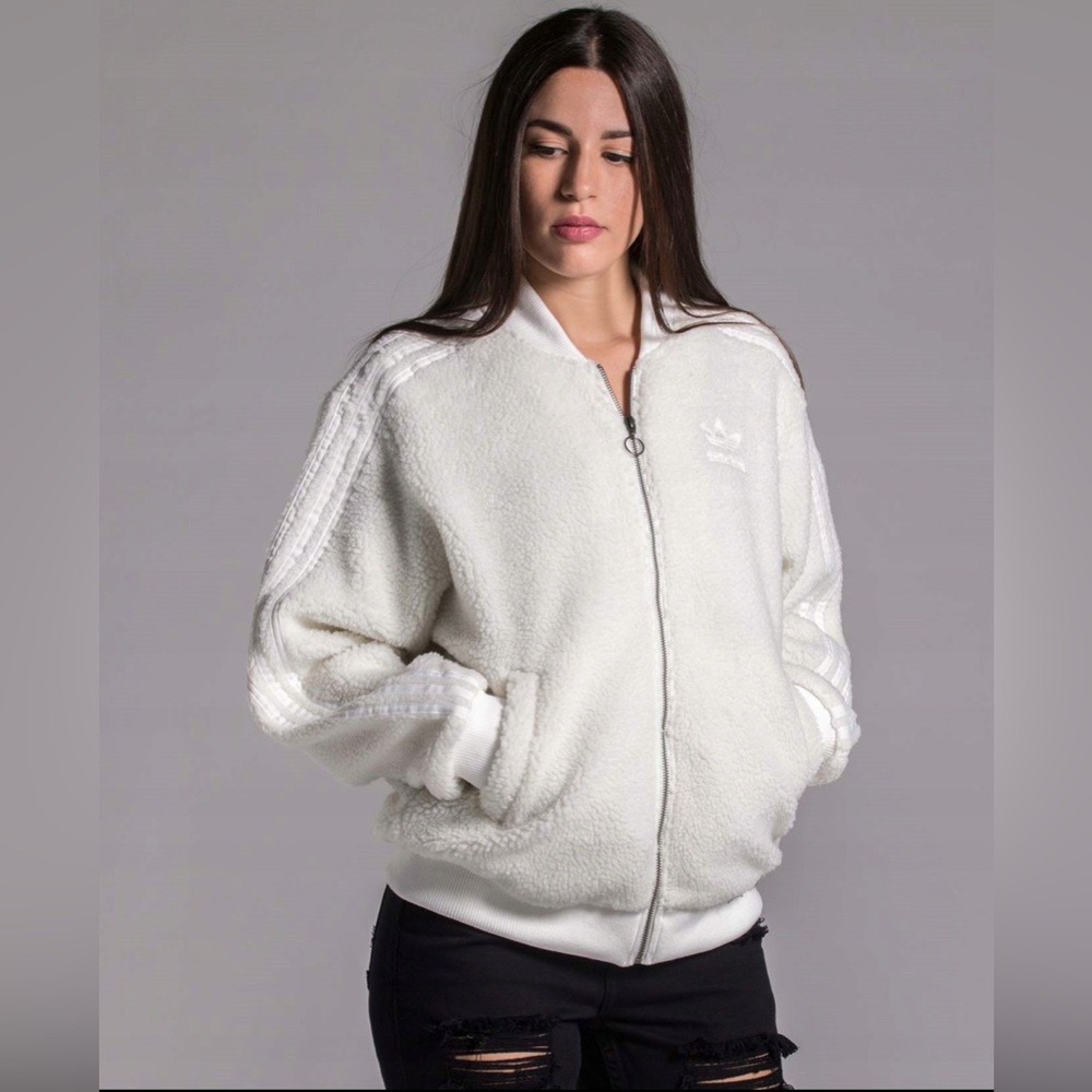 Adidas Women's White Fleece Jacket